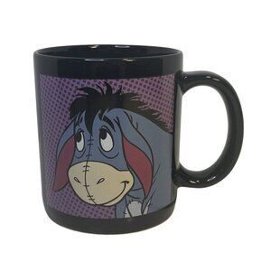 Disney Store Exclusive Eeyore Black Ceramic Purple Polka Dot Coffee Mug 20oz
